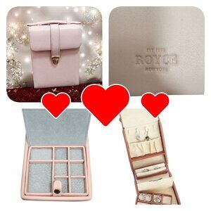ROYCE NEW YORK Leather Luxe Travel Jewelry Case In Light Pale Pink